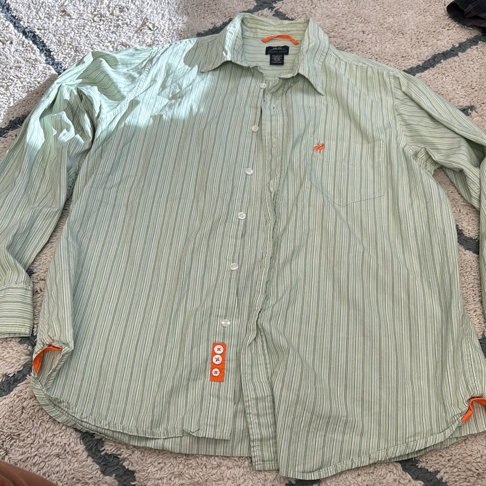 Green striped dress shirt